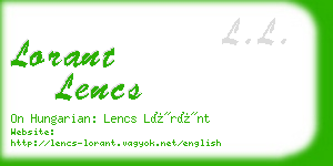 lorant lencs business card